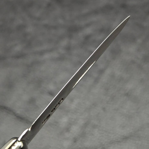 1927 British Antique White Pearl Shell Handle Pure Silver Blade Folding Pen Knife